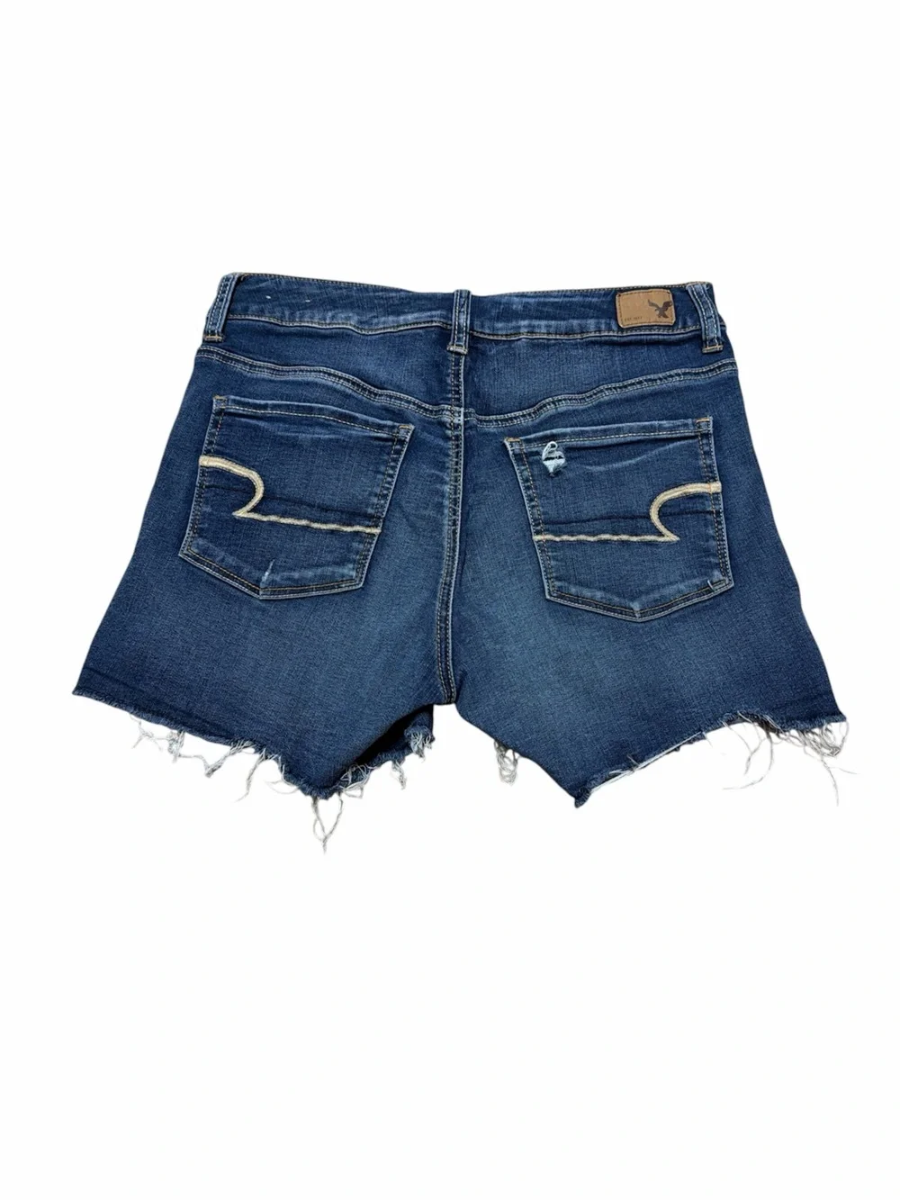 American Eagle Hi Rise Shortie Women’s 10 Blue Jeans Distressed Denim High Rise